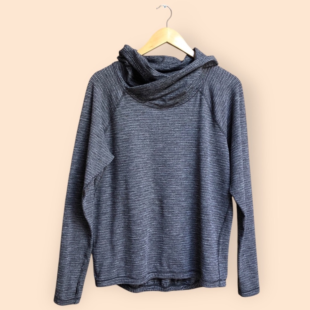 Lululemon Healthy Heart Pullover Coco Pique Black Cowl Neck Top Athleisure Women